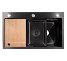 Lidz Мийка для кухні інтегрована Handmade H7545B Decor Black PVD Honeycomb 3,0/1,0 мм LDH7545BDECPVD48373 Lidz