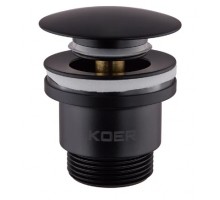 Донний клапан для раковини універсальний (з/без переливу) Koer PW-01-05 автоматичний (Click-Clack) (Колір чорний) 1 1/4'' (KR3403)