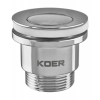 Донний клапан для раковини універсальний (з/без переливу) Koer PW-02-01 автоматичний (Click-Clack) (Колір хром) 1 1/4'' (KR3399)