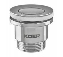 Донний клапан для раковини універсальний (з/без переливу) Koer PW-02-01 автоматичний (Click-Clack) (Колір хром) 1 1/4'' (KR3399)
