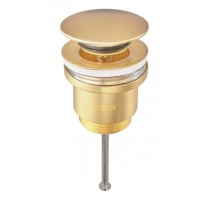 Донний клапан для раковини універсальний (з/без переливу) Koer PW-01-12 автоматичний (Click-Clack) (Колір золото матове) 1 1/4'' (KR5194)