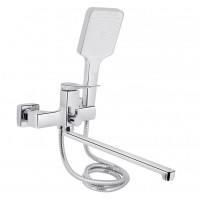 Змішувач для ванни Nando, Chrome (k35) з довгим поворотним виливом та душовим гарнітуром QTNAN260CRM48652 Qtap