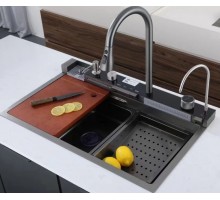 Мийка Zerix ZH7546-SET-02 DECOR NANO-BLACK з вбудованим змішувачем (ZM5576)