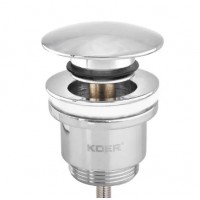 Донний клапан для раковини універсальний (з/без переливу) Koer PW-01-01 автоматичний (Click-Clack) (Колір хром) 1 1/4'' (KR3400)