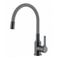 ZERIX Змішувач для кухні Zerix Rex-011 Graphite Refl.Grey з нерж.сталі (Колір графіт+силік.вилив сірий) (ZX6130)