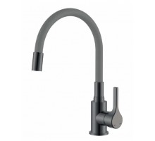 ZERIX Змішувач для кухні Zerix Rex-011 Graphite Refl.Grey з нерж.сталі (Колір графіт+силік.вилив сірий) (ZX6130)
