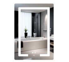 Дзеркало 600х800 Kubis (KU2) 600х800 мм, прямокутне, з LED-підсвічуванням Touch, антизапотіванням, димером, рег. яск
