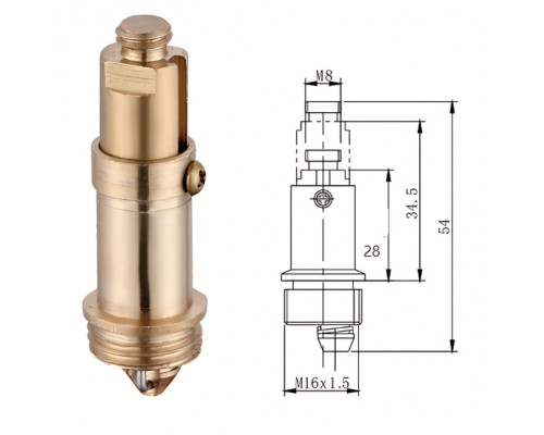 Шток донного клапана Mixxus ROD-01 (п'ятки) СLICK-СLACK 16мм x 8мм латунний (MI8392)