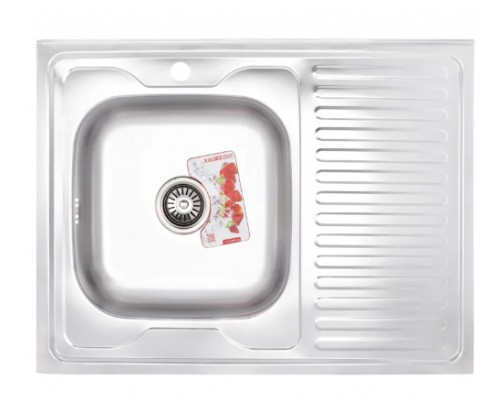 Кухонна мийка накладна ZerixZ8060L-06-160E (Satin) (ZX1616)