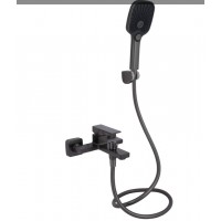 Змішувач для ванни Gemini, Gunmetal Black PVD (k35) з душовим гарнітуром QTGEM259GMB45684 Qtap