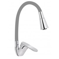 Змішувач для кухні Tani 008F3, Chrome/Grey (k40) з гнучким виливом LDTAN008F3GCR39507 Lidz