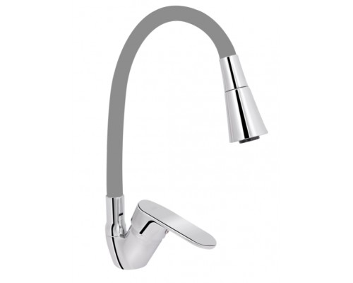 Змішувач для кухні Tani 008F3, Chrome/Grey (k40) з гнучким виливом LDTAN008F3GCR39507 Lidz