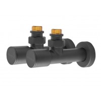 KOER KR.SET.535 BLACK - M1/2''xM1/2'' Комплект кранів для рушникосушарки кутовий, подовжений (KR5844)
