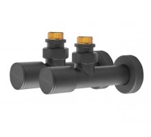 KOER KR.SET.535 BLACK - M1/2''xM1/2'' Комплект кранів для рушникосушарки кутовий, подовжений (KR5844)