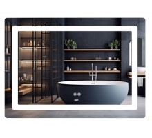 Дзеркало 1200х800 LIDZ Kubis (KU2) 1200х800 мм, прямокутне, з LED-підсвічуванням Touch, антизапотіванням, димером, рег. яскравості Lidz