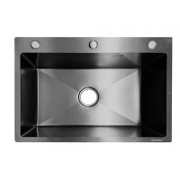 Кухонна мийка ZERIX ZH6545 MICRO DECOR GRAPHITE (3.0/0.8) з нержавіючої сталі (колір графіт) (ZX6181)