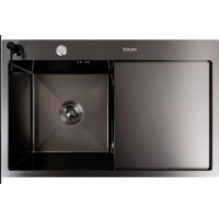 VALESO Handmade 78x50 L (3,0/0,8) CM, PVD Чорний декор - мийка нержавіюча 78 см з крилом