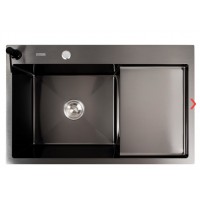 VALESO Handmade 78x50 L (3,0/1,0) CM, PVD Чорний декор - мийка нержавіюча 78 см з крилом